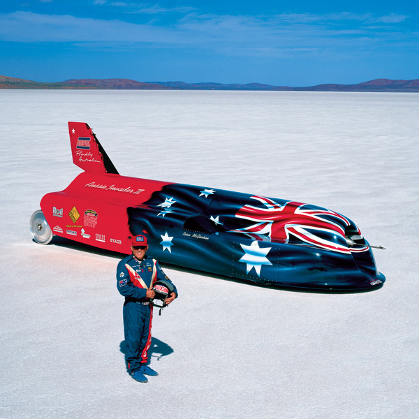 Aussie Invader 3 - Fastest car ever to run on solid wheels on salt